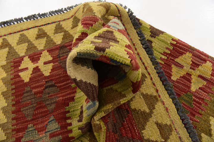 3' 5 x 4' 10 Hand Woven Kilim Maymana Wool Rug