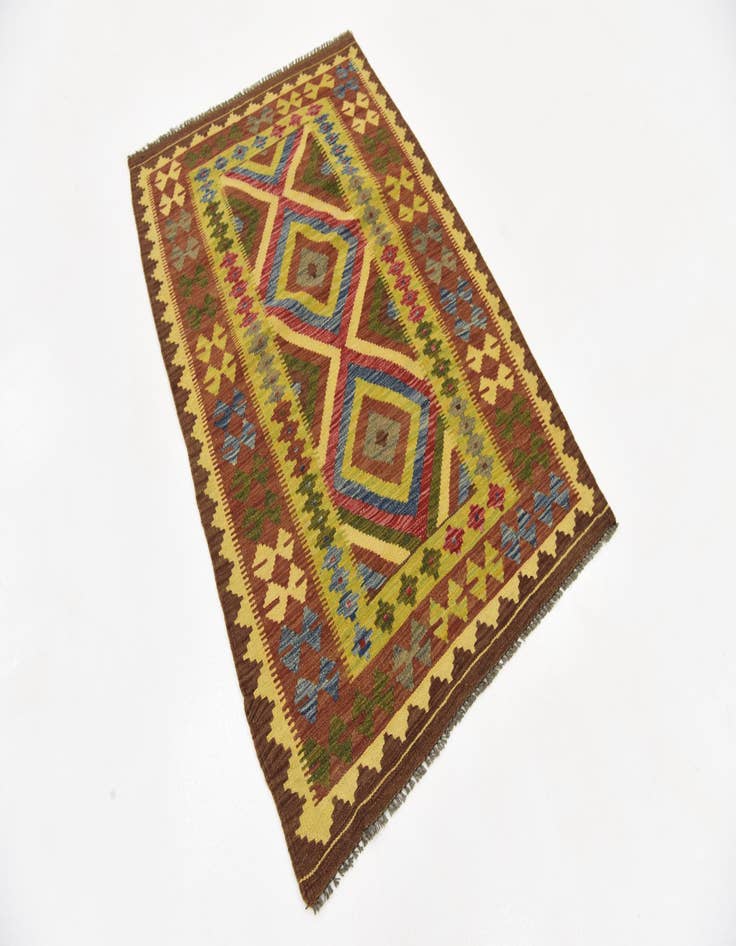 Detail image of 3' 3 x 5' 3  Hand Woven Kilim Maymana Wool Rug