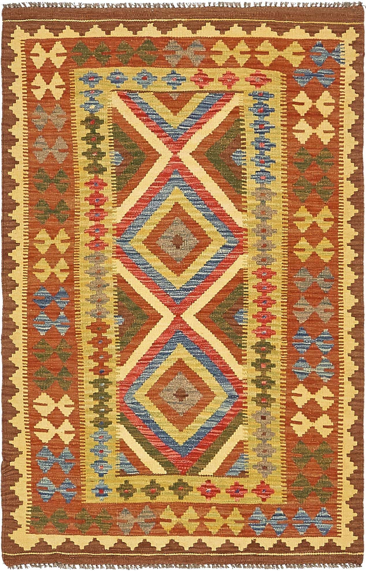 3' 3 x 5' 3 Hand Woven Kilim Maymana Wool Rug