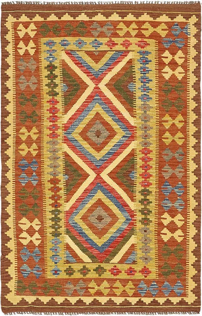 3' 3 x 5' 3 Hand Woven Kilim Maymana Wool Rug