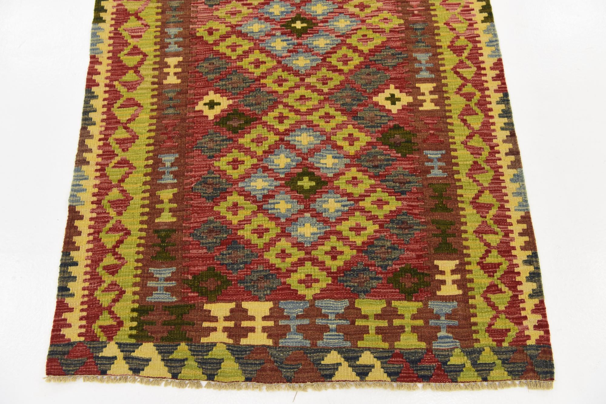 100cm x 140cm Tejido a mano Kilim Maymana Alfombra Lana