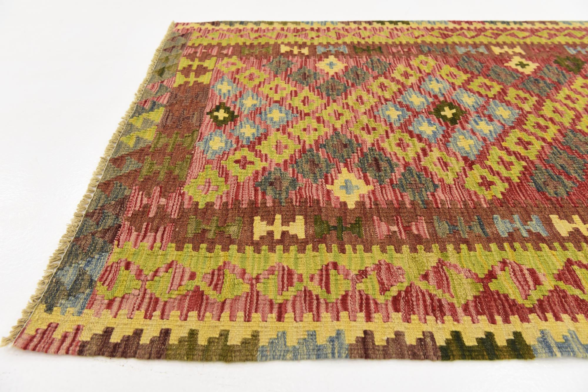 100cm x 140cm Tejido a mano Kilim Maymana Alfombra Lana