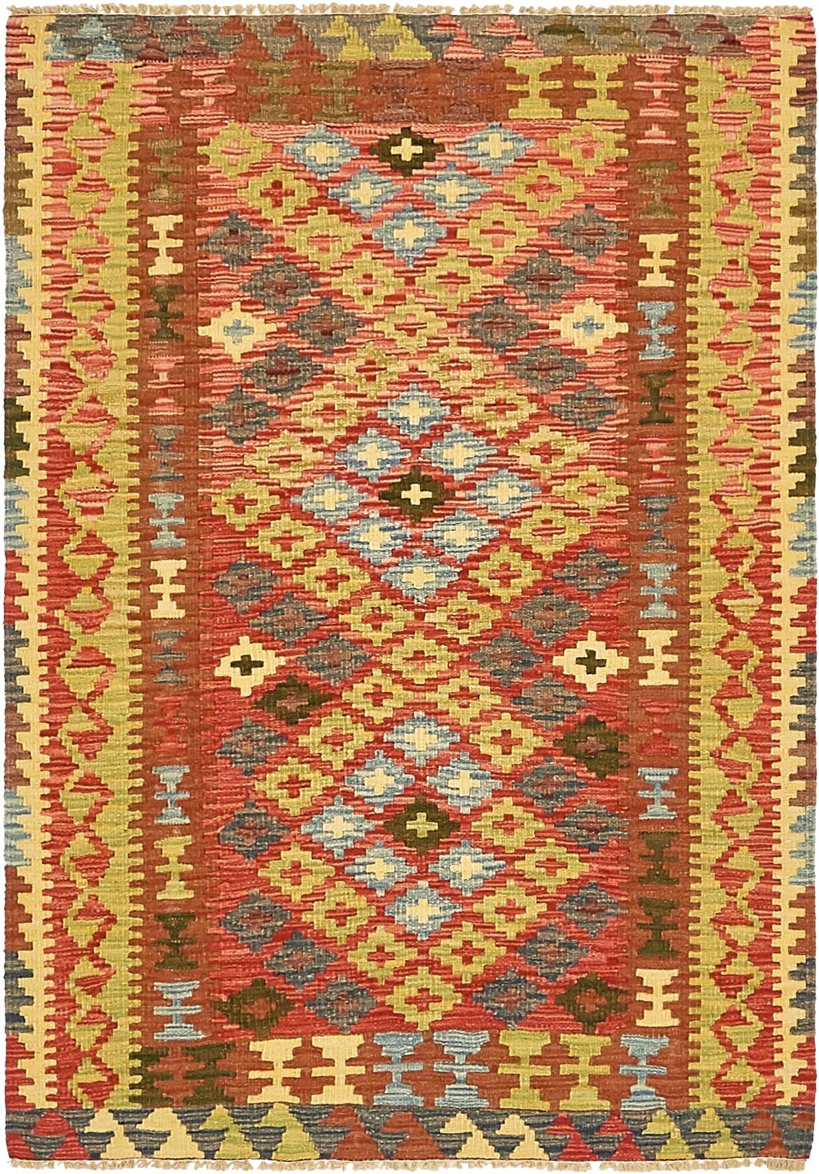 100cm x 140cm Tejido a mano Kilim Maymana Alfombra Lana