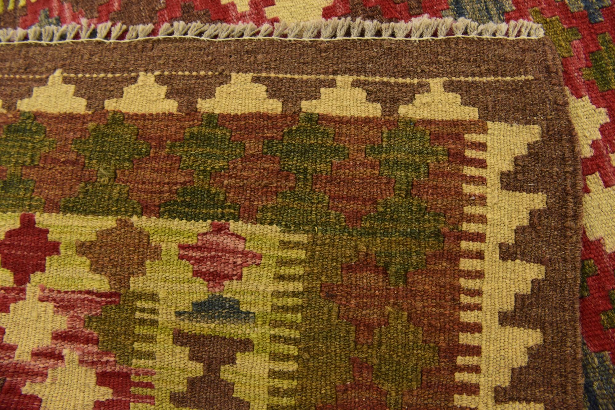 3' 4 x 6' 3 Hand Woven Kilim Maymana Wool Rug