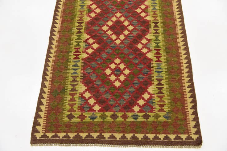 Detail image of 3' 4 x 6' 3 Hand Woven Kilim Maymana Wool Rug