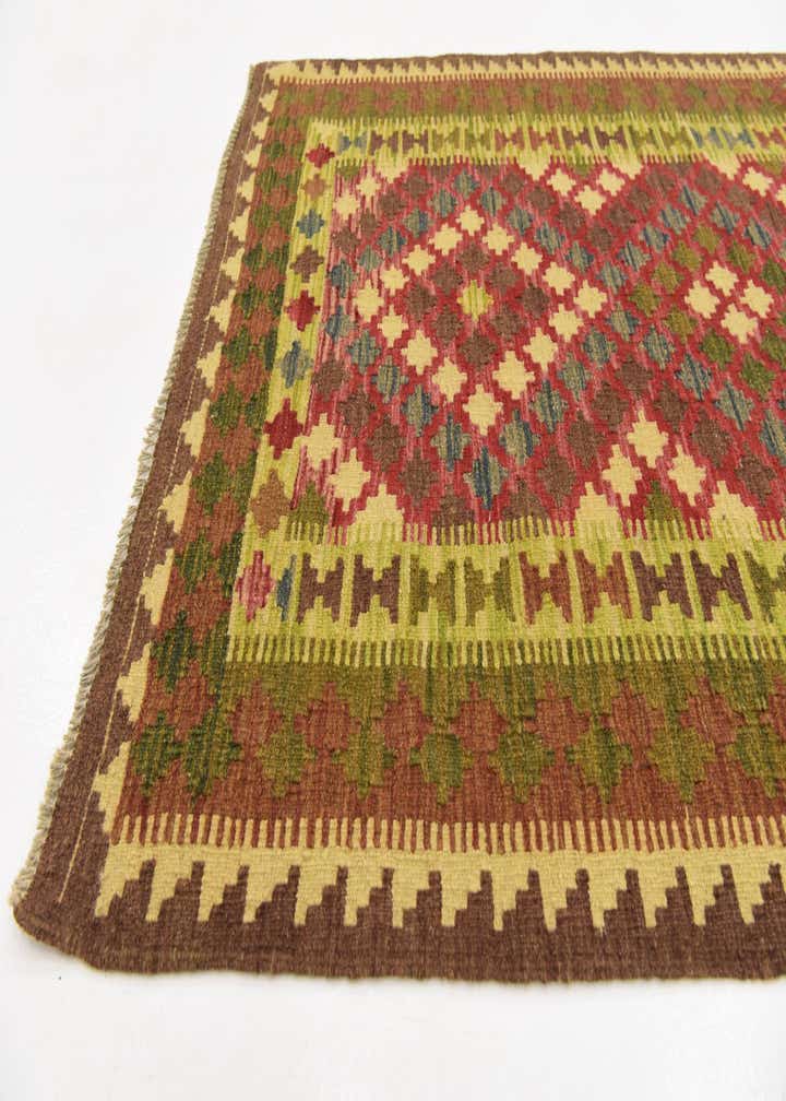 3' 4 x 6' 3 Hand Woven Kilim Maymana Wool Rug
