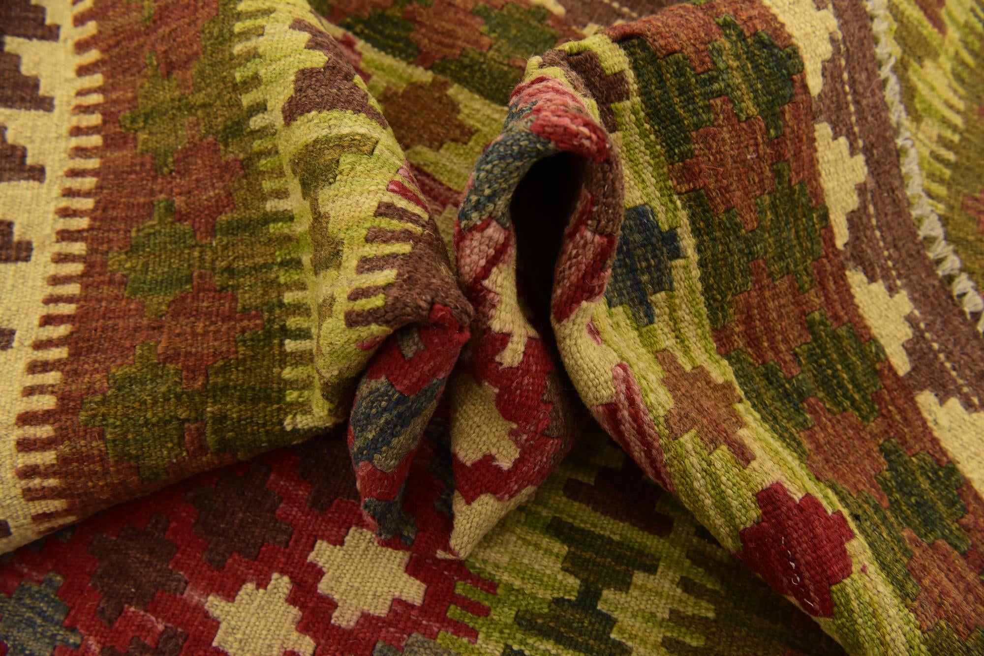 3' 4 x 6' 3 Hand Woven Kilim Maymana Wool Rug