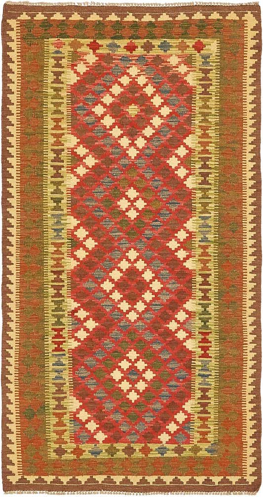 3' 4 x 6' 3 Hand Woven Kilim Maymana Wool Rug