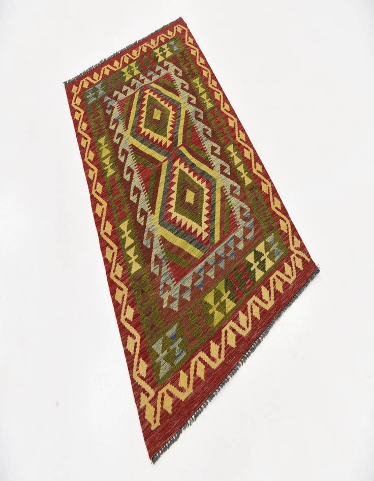 Detail image of 3' 5 x 5' 3  Hand Woven Kilim Maymana Wool Rug