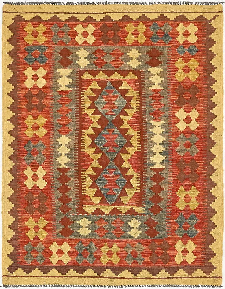Detail image of 3' 4 x 6' 2 Hand Woven Kilim Maymana Wool Rug