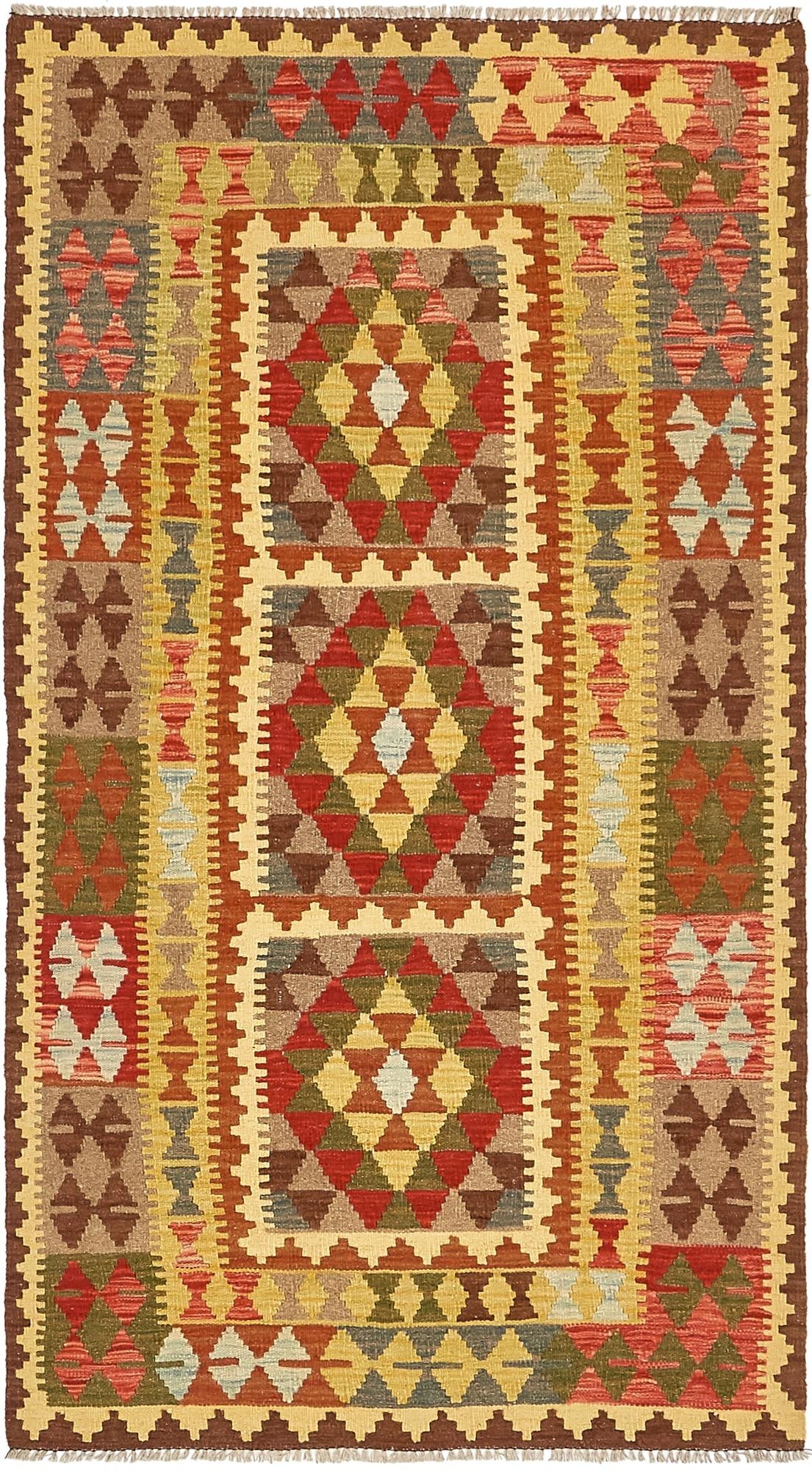 3' 5 x 6' 5 Hand Woven Kilim Maymana Wool Rug