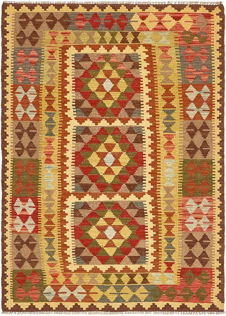 3' 5 x 6' 5 Hand Woven Kilim Maymana Wool Rug