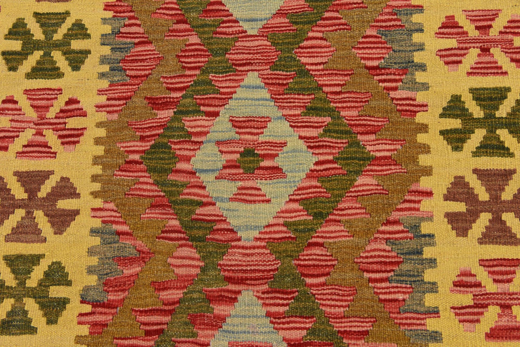 3' 4 x 6' 6 Hand Woven Kilim Maymana Wool Rug