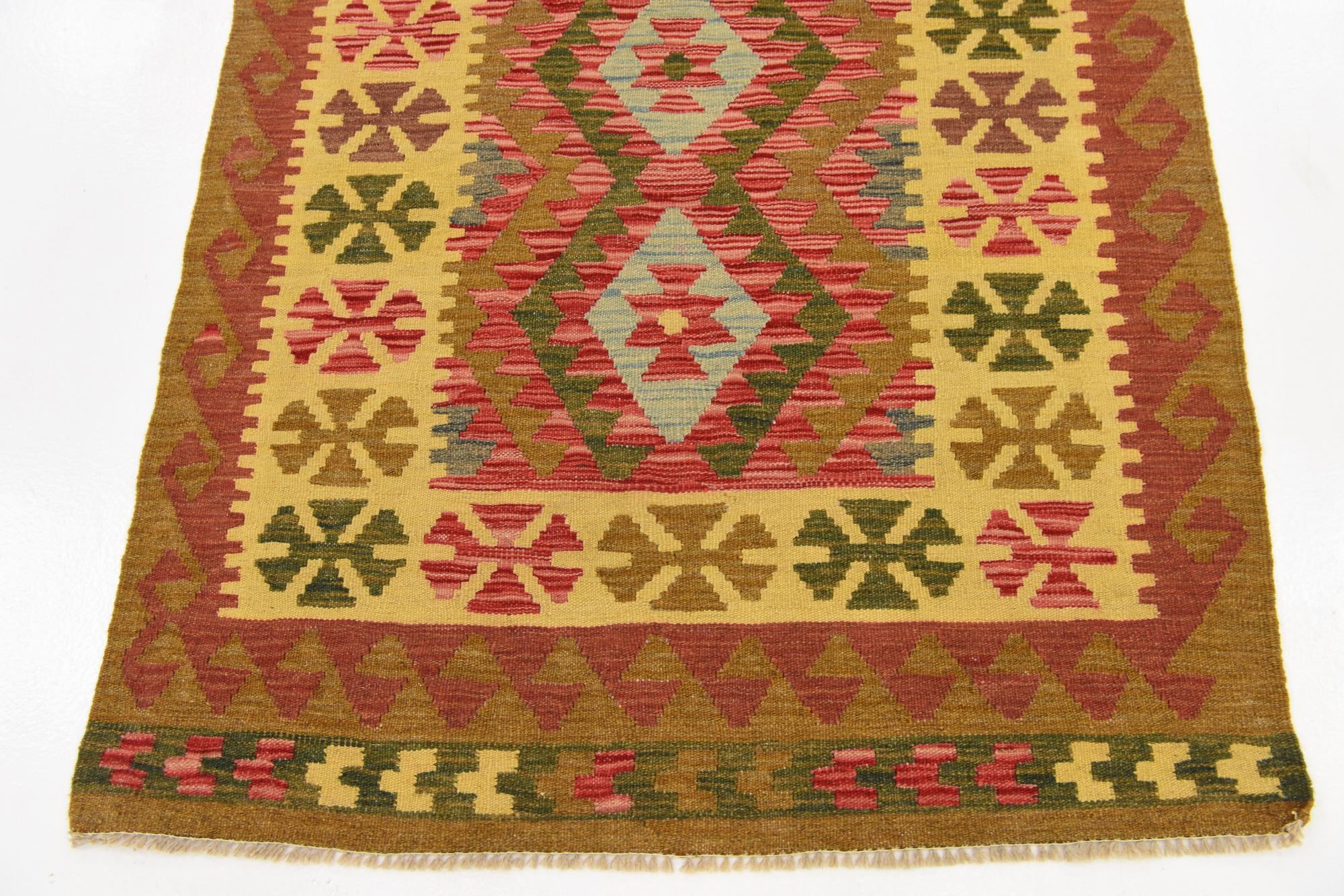 3' 4 x 6' 6 Hand Woven Kilim Maymana Wool Rug