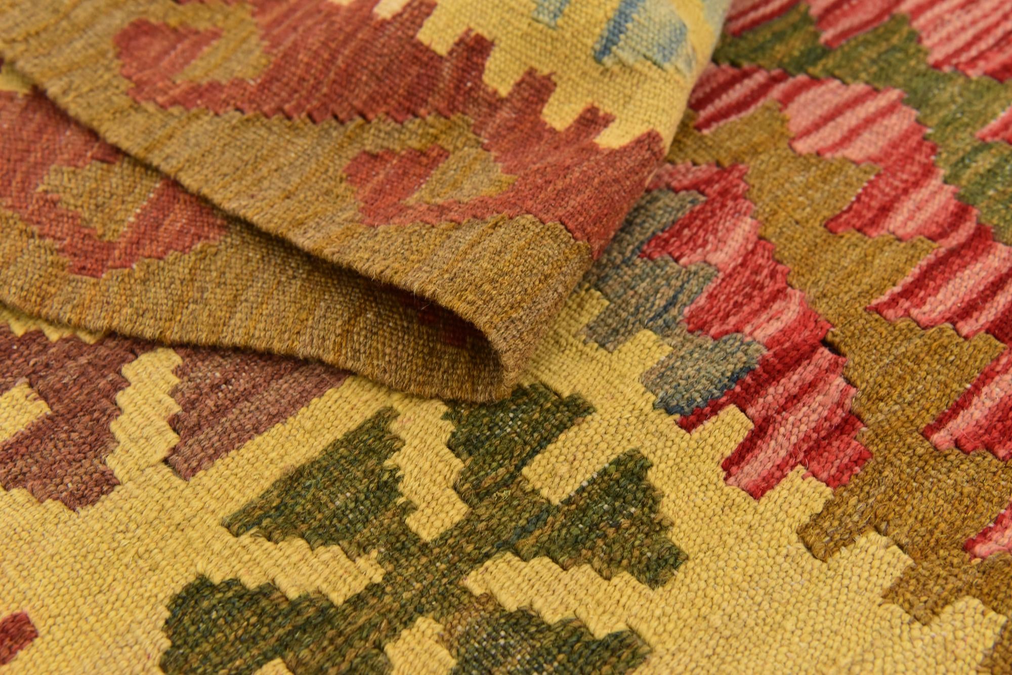 3' 4 x 6' 6 Hand Woven Kilim Maymana Wool Rug