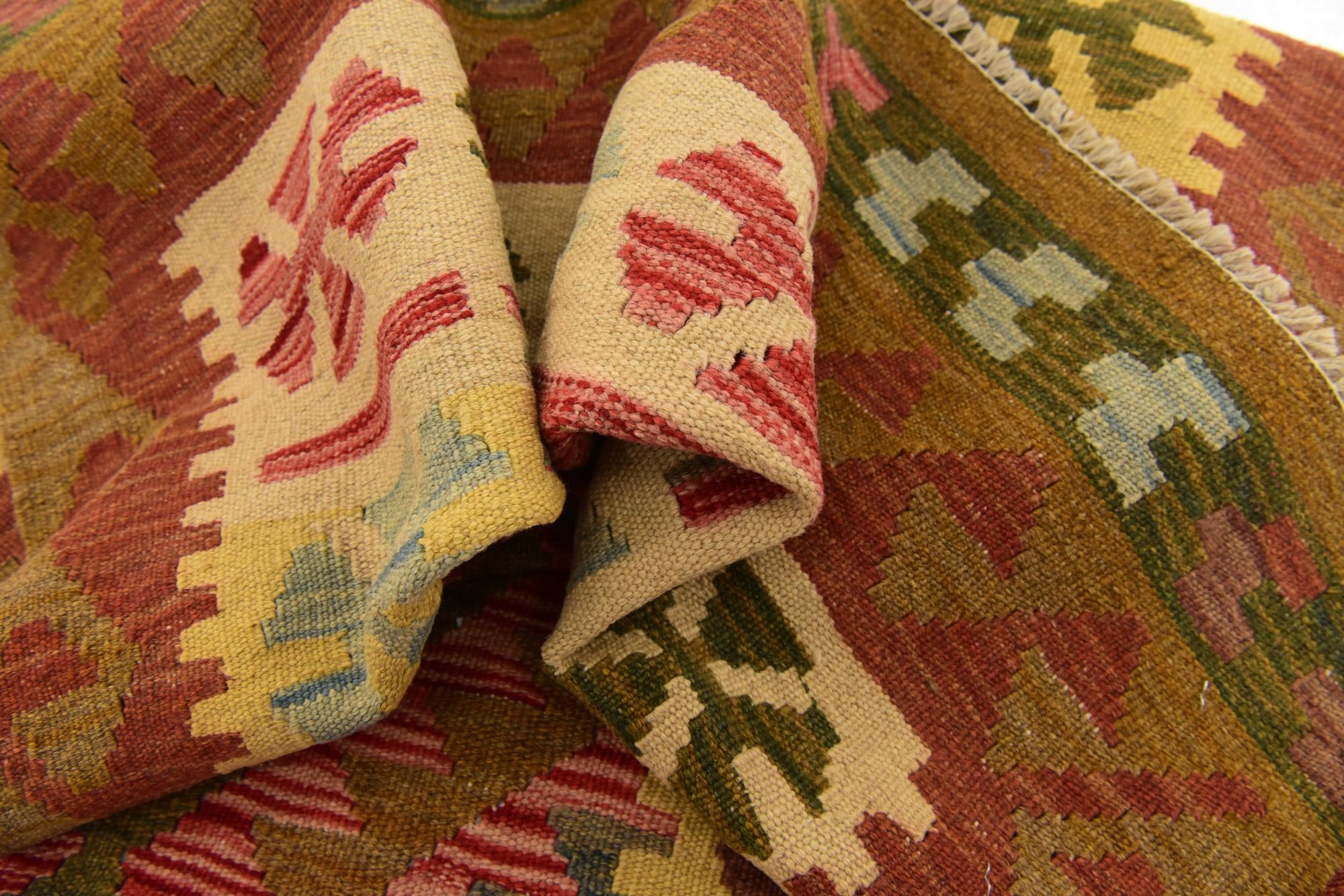 3' 4 x 6' 6 Hand Woven Kilim Maymana Wool Rug