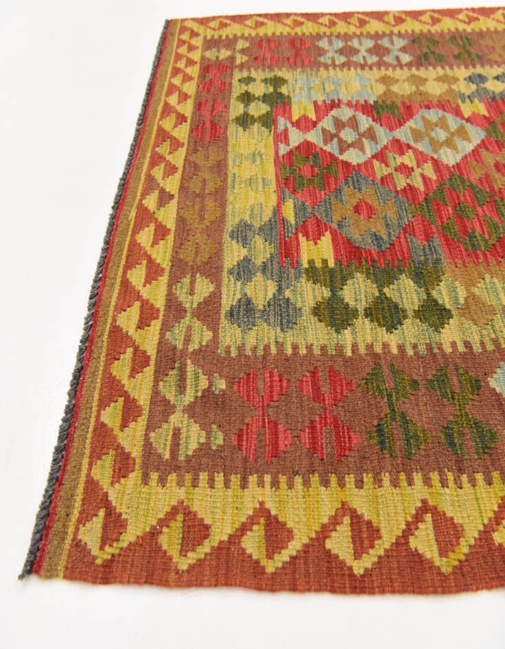 Detail image of 3' 4 x 6' 3 Hand Woven Kilim Maymana Wool Rug