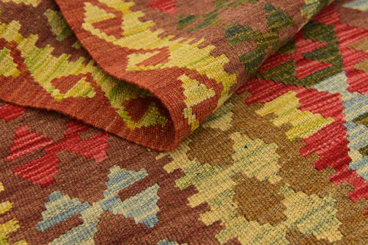 3' 4 x 6' 3 Hand Woven Kilim Maymana Wool Rug