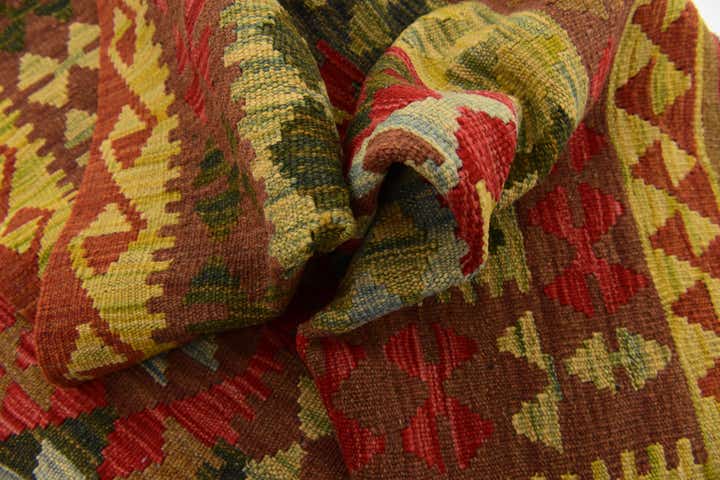 3' 4 x 6' 3 Hand Woven Kilim Maymana Wool Rug