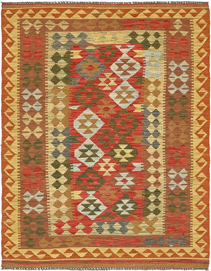 Detail image of 3' 4 x 6' 3 Hand Woven Kilim Maymana Wool Rug