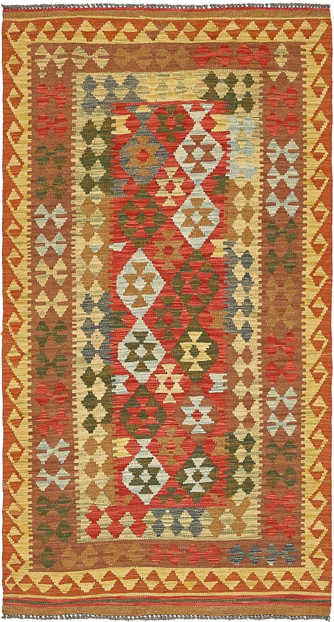3' 4 x 6' 3 Hand Woven Kilim Maymana Wool Rug