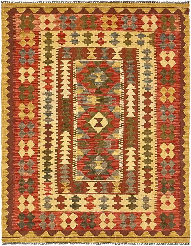 Detail image of 3' 3 x 6' 5 Hand Woven Kilim Maymana Wool Rug