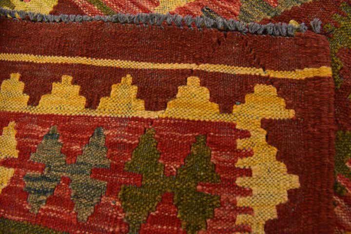 3' 5 x 6' 2 Hand Woven Kilim Maymana Wool Rug