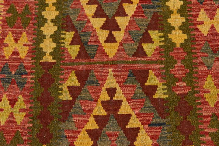 3' 5 x 6' 2 Hand Woven Kilim Maymana Wool Rug