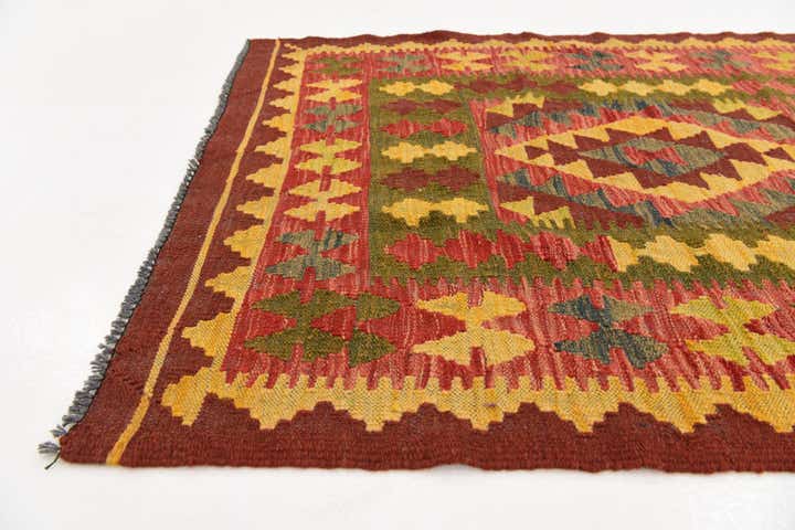 3' 5 x 6' 2 Hand Woven Kilim Maymana Wool Rug