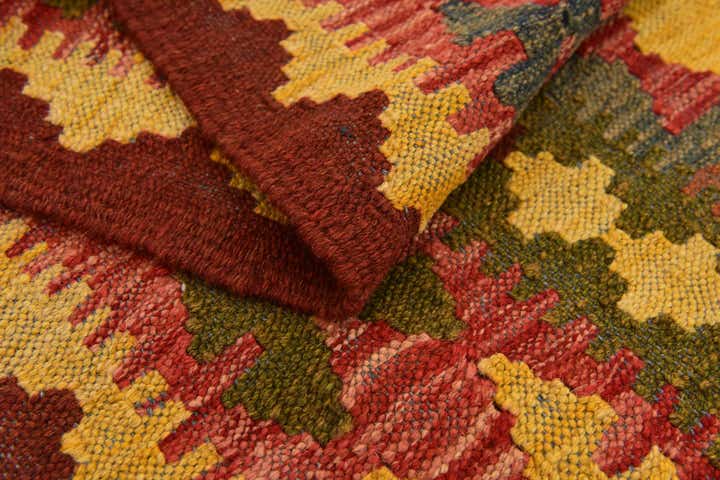 3' 5 x 6' 2 Hand Woven Kilim Maymana Wool Rug
