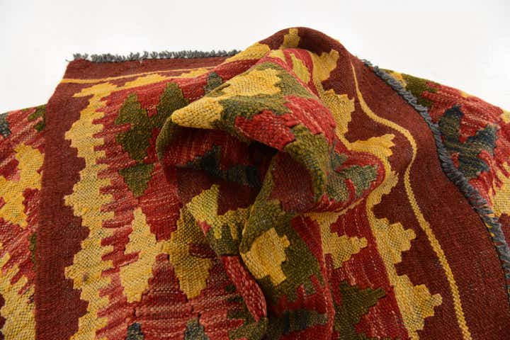 3' 5 x 6' 2 Hand Woven Kilim Maymana Wool Rug