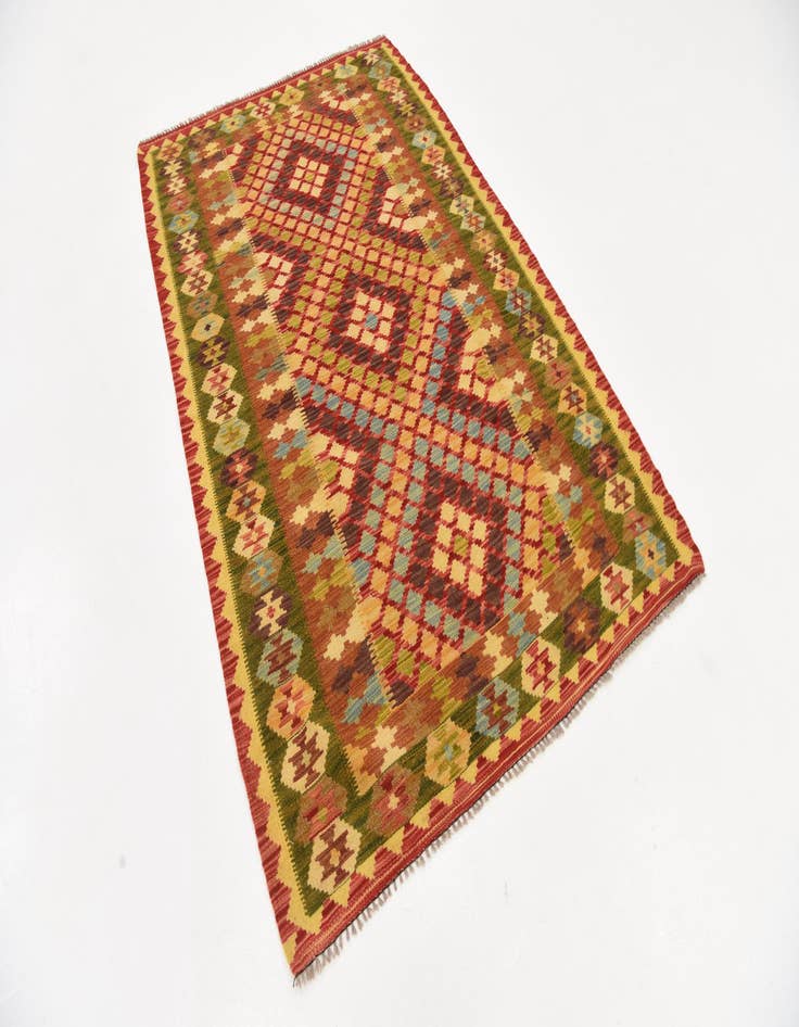 Detail image of 4' 2 x 6' 5  Hand Woven Kilim Maymana Wool Rug