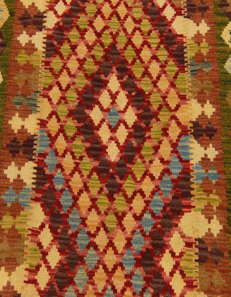 Detail image of 4' 2 x 6' 5  Hand Woven Kilim Maymana Wool Rug