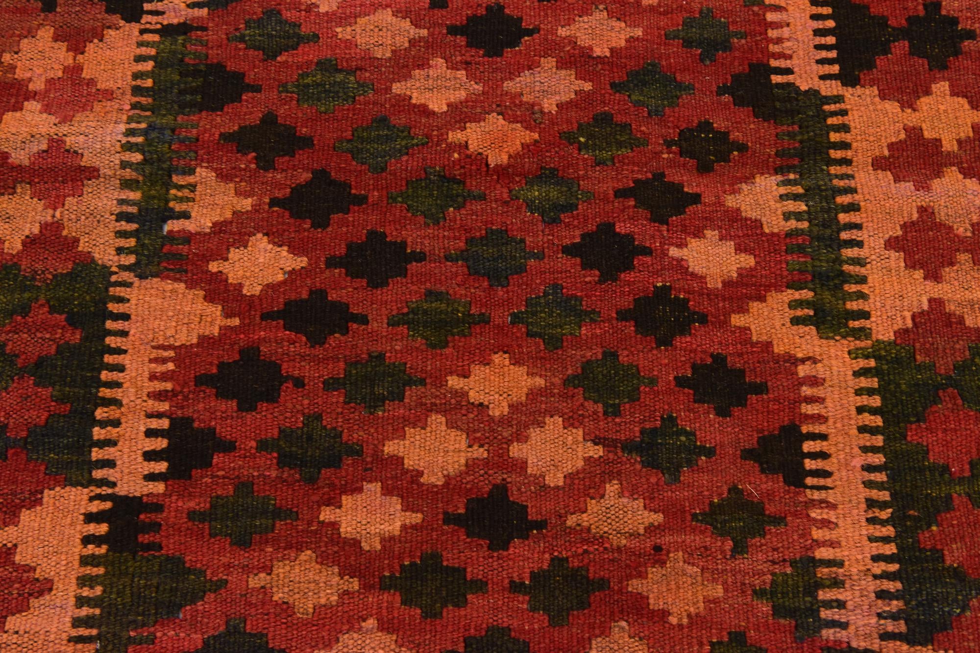 3' 2 x 6' 2 Hand Woven Kilim Maymana Wool Rug