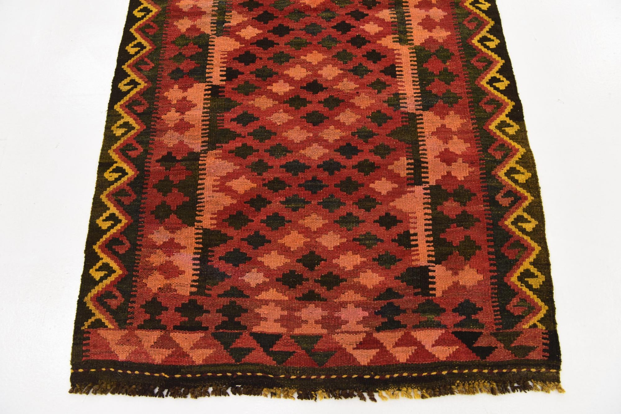 3' 2 x 6' 2 Hand Woven Kilim Maymana Wool Rug
