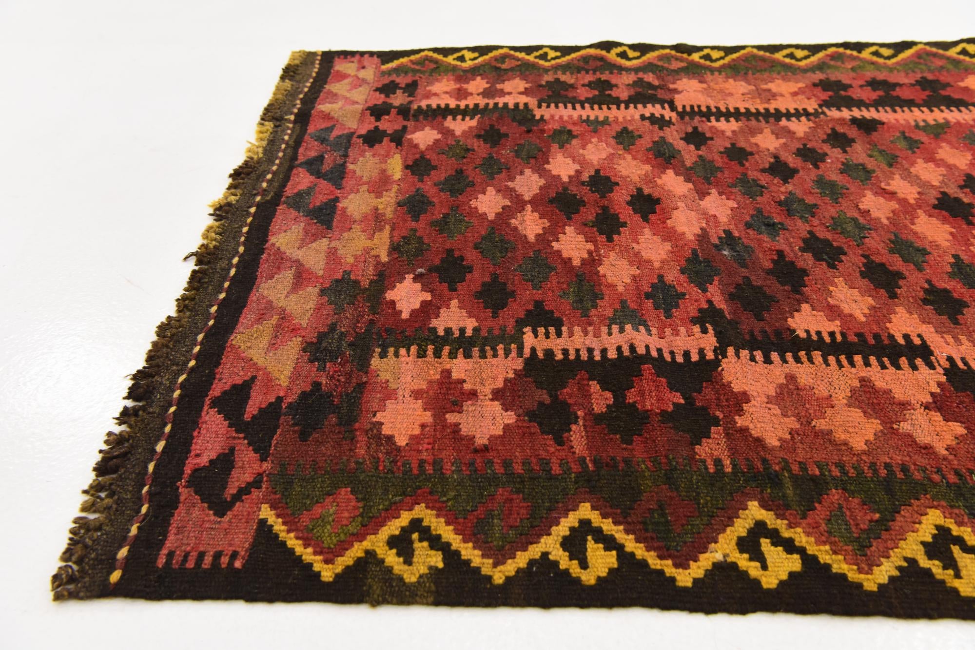 3' 2 x 6' 2 Hand Woven Kilim Maymana Wool Rug