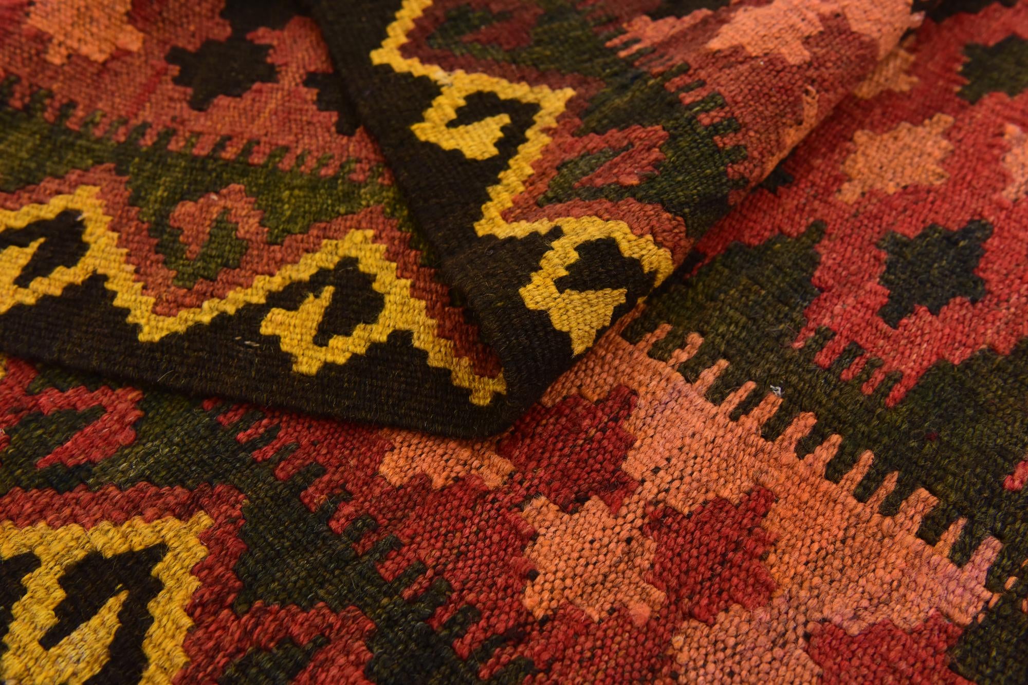 3' 2 x 6' 2 Hand Woven Kilim Maymana Wool Rug