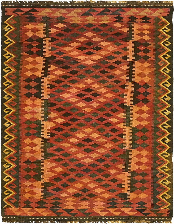 Detail image of 3' 2 x 6' 2 Hand Woven Kilim Maymana Wool Rug