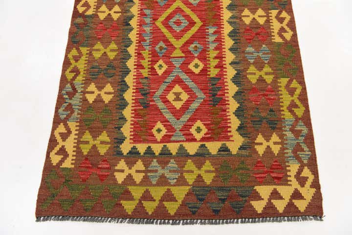 3' 4 x 5' 3 Hand Woven Kilim Maymana Wool Rug