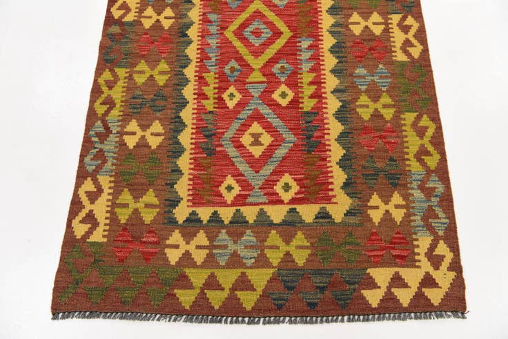 Detail image of 3' 4 x 5' 3 Hand Woven Kilim Maymana Wool Rug