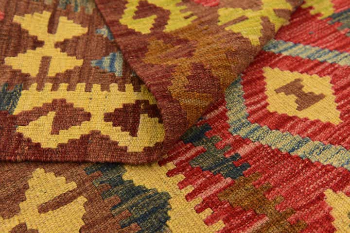3' 4 x 5' 3 Hand Woven Kilim Maymana Wool Rug