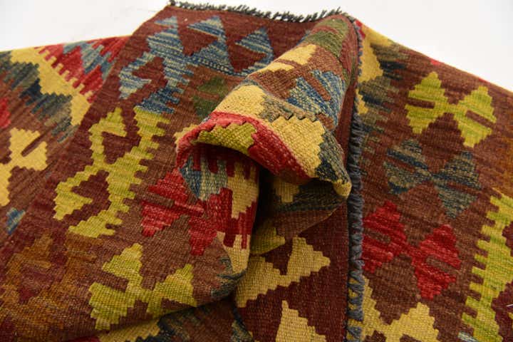 3' 4 x 5' 3 Hand Woven Kilim Maymana Wool Rug