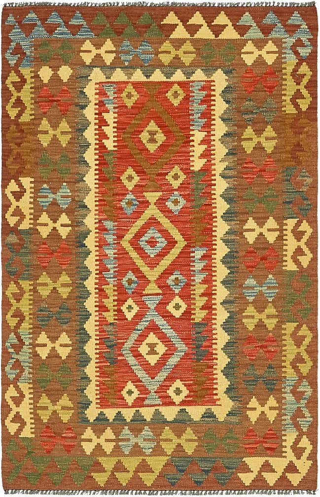 3' 4 x 5' 3 Hand Woven Kilim Maymana Wool Rug