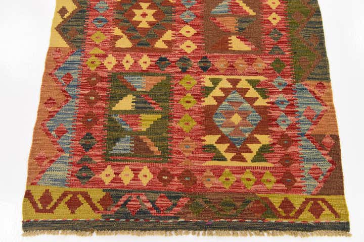 3' 3 x 4' 10 Hand Woven Kilim Maymana Wool Rug