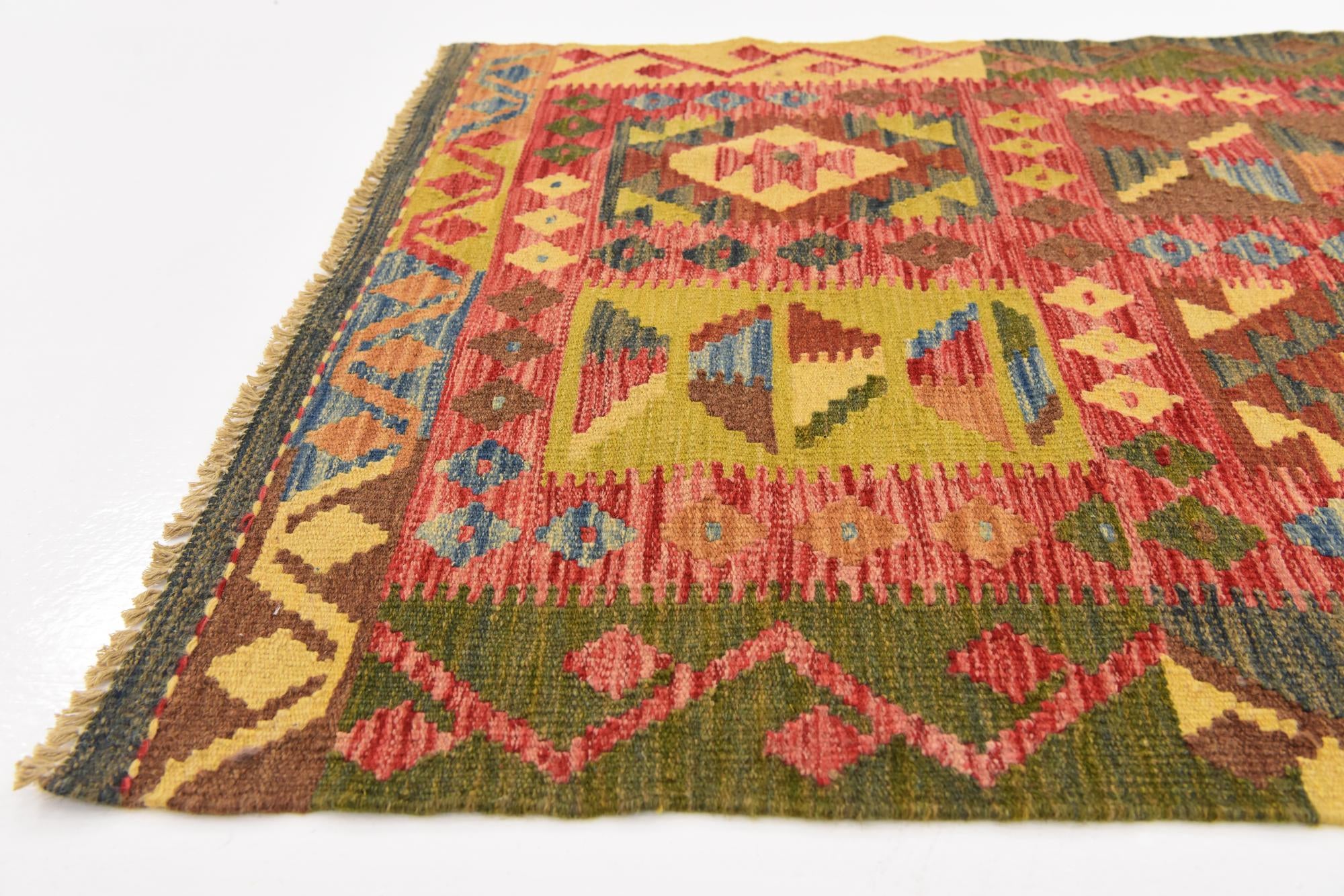 100cm x 145cm Tejido a mano Kilim Maymana Alfombra Lana