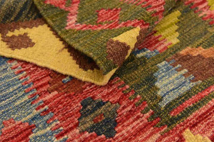 3' 3 x 4' 10 Hand Woven Kilim Maymana Wool Rug