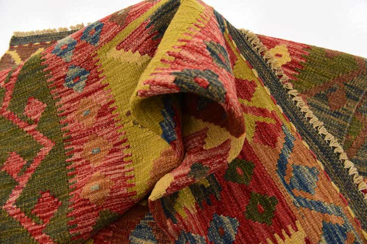 3' 3 x 4' 10 Hand Woven Kilim Maymana Wool Rug