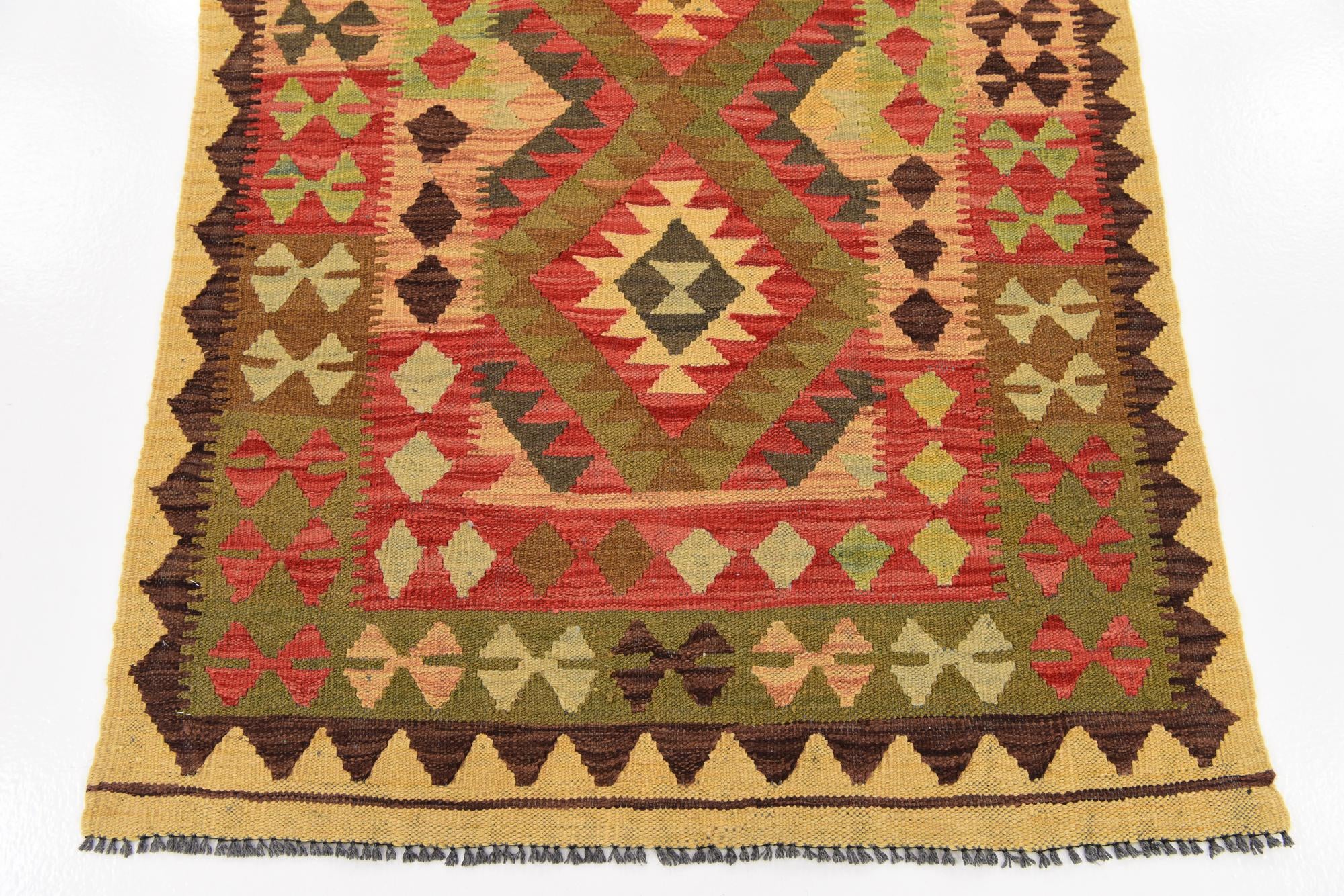 3' 3 x 5' Hand Woven Kilim Maymana Wool Rug