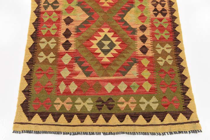 3' 3 x 5' Hand Woven Kilim Maymana Wool Rug