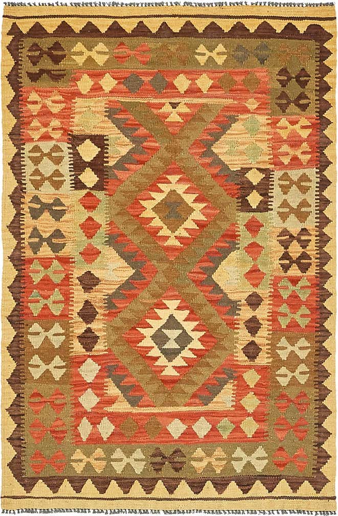 3' 3 x 5' Hand Woven Kilim Maymana Wool Rug